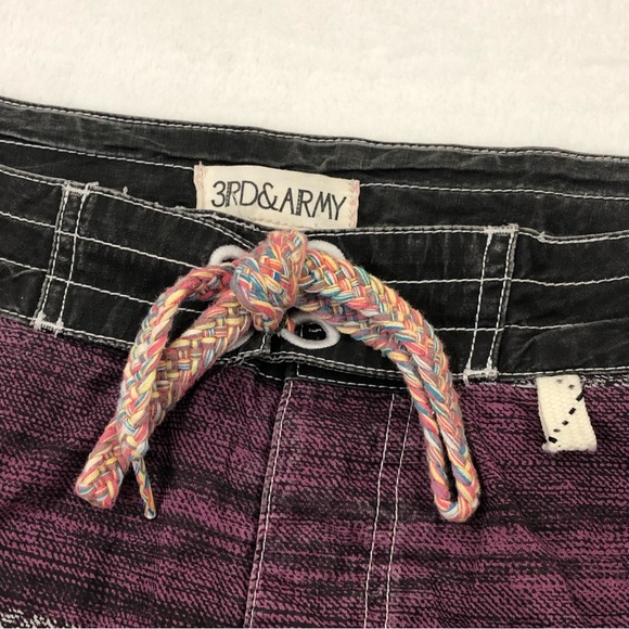 3rd & Army Black Violet Aztec Striped Surf Swim Trunks Board Shorts Mens Size 32 - Picture 2 of 7